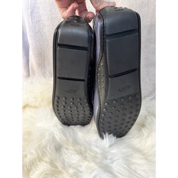 Tod's Charcoal Leather Slip-On Loafers - Picture 5 of 11